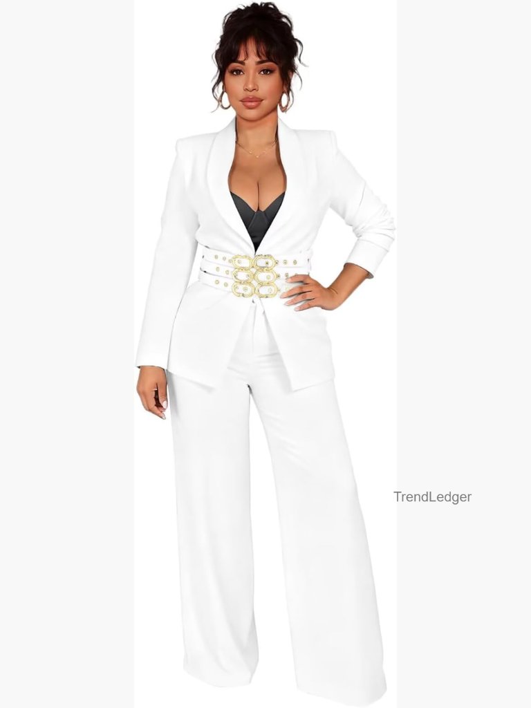 Women's Suit Set - Long Sleeve Blazer & Pants Business Casual With Pockets